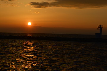 Coucher de soleil sur le port