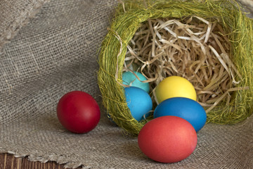 Multi-coloured Easter eggs