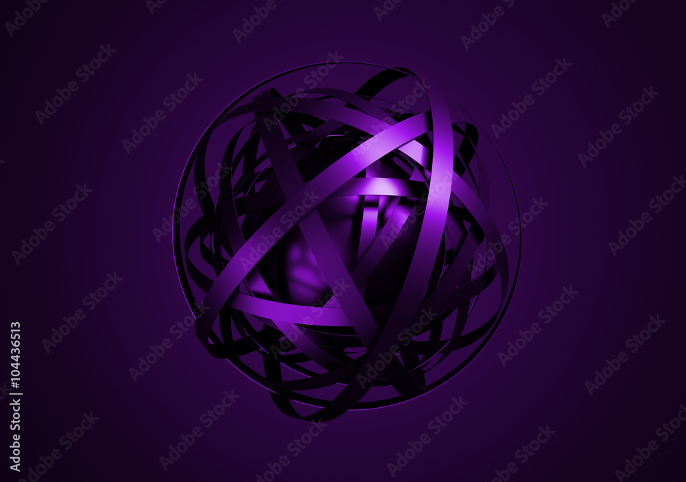 Poster abstract 3d rendering of sphere with rings in empty space. futuristic shape. surrealistic background
