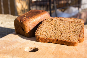 Black bread cut into pieces