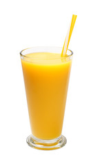 glass of freshly pressed orange juice isolated