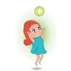 Sweet girl playing with a ball.