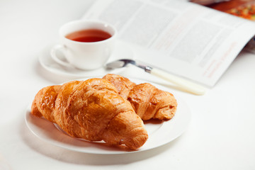 breakfast with fresh croissants