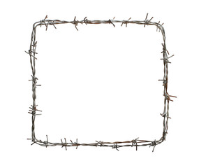 Barbed wire square isolated on white background