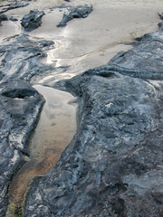 Rock pool and sand on beach in Queensland