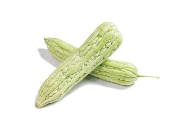 Bitter melon, Bitter gourd fruits on white background
