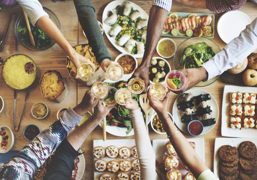 Friends Happiness Enjoying Dinning Eating Concept