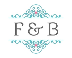 F & B Initial Wedding Ornament Logo