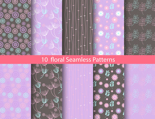 floral seamless patterns. Endless texture can be used for wallpaper, web page background. pattern swatches included in file, for your convenient use
