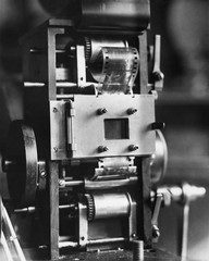 Closeup of film projector 