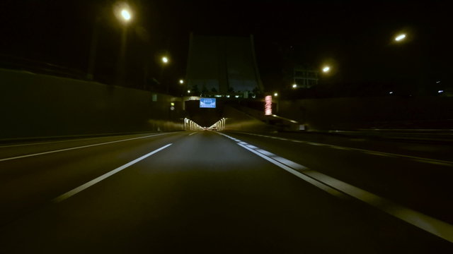 Driver POV entering the Tokyo Bay Underpass from the Bayshore Highway.