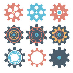 Gear collection machine gear, wheel cogwheel vector, set of gear wheels, collection of vector gear