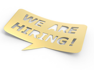 we are hiring with speech bubble on white background