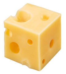 Cube of Swiss cheese.