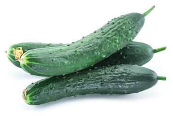 Cucumbers on the white background.