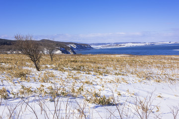 厳冬期のオホーツク沿岸雪景色