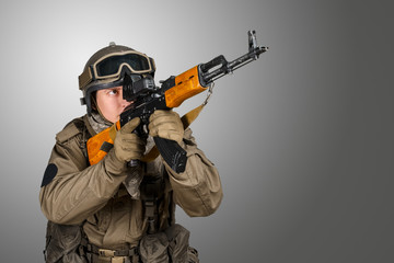Special forces soldier with rifle