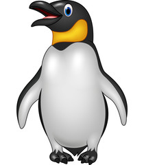 Obraz premium Cute emperor penguin standing isolated on white background