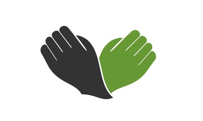 Element symbol teamwork hand logo solid and compact
