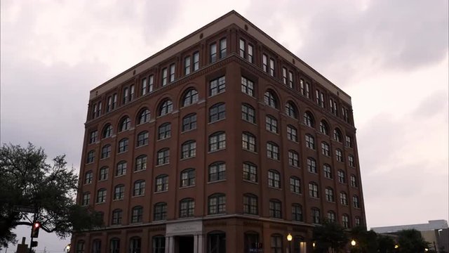 Static Shot Of The Texas School Book Depository At Dealey Plaza, Dallas.