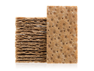 Stack of crackers (breakfast) isolated