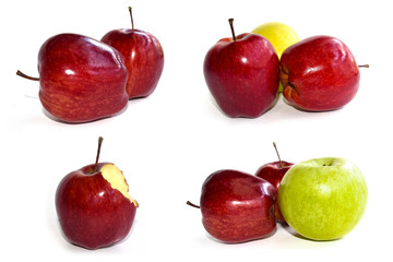 Red and green Apple set isolate on white background