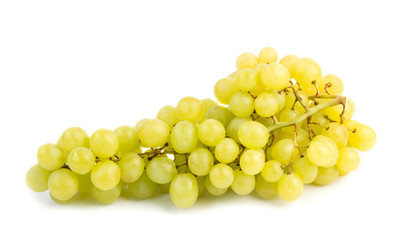 Fresh green grapes isolated on white background