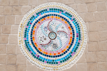 colorful mosaic flooring or walls