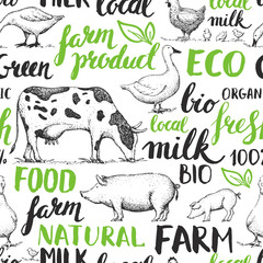 Seamless vector pattern with farm animals
