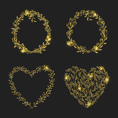 Flowers golden frame