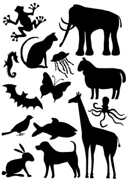 set of vector animals silhouettes