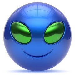 Smiley alien face cartoon cute head emoticon monster blue