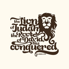 Biblical illustration. the Lion of the tribe of Judah, the Root of David, has conquered