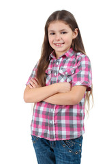 Obraz premium sweet and beautiful girl in blouse isolated on a white background