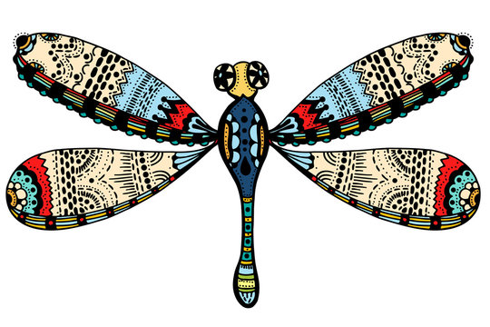 ornate zentangle dragonfly