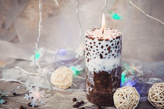 Decorative Handmade candle with coffee beans