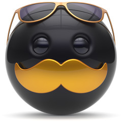 Smiley mustache face emoticon ball happy joyful toy black