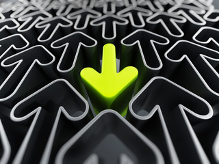 Green arrow going through the opposite direction