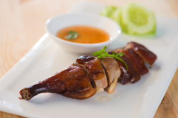 Roasted duck, Chinese style . Shallow depth-of-field.
