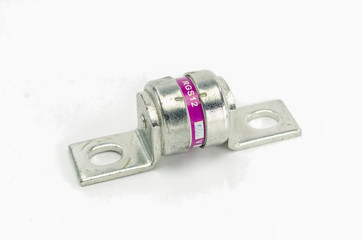 Fuse of electrical protection component on white background.