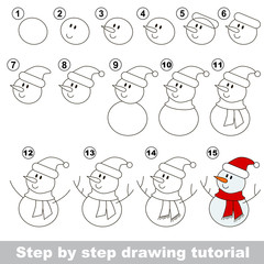 Snowman. Drawing tutorial.