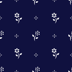 Folk background with abstract flowers, seamless pattern