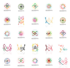 Set of vector linear logotypes, geometric abstract symbols, elegant icons