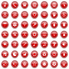 circle chrome red vector icons set