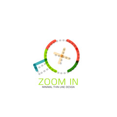 Vector thin line design logo magnifying glass, search and find or zoom logotype concept. Linear minimalistic business icon