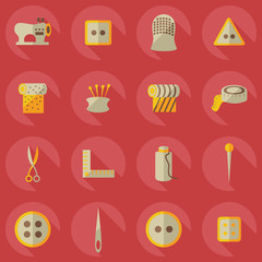 Flat concept, set modern design with shadow sewing