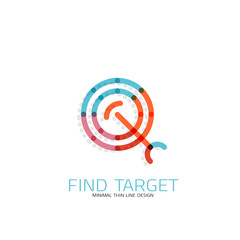 Vector thin line design logo magnifying glass, search and find or zoom logotype concept. Linear minimalistic business icon
