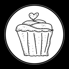 Simple doodle of a cup cake