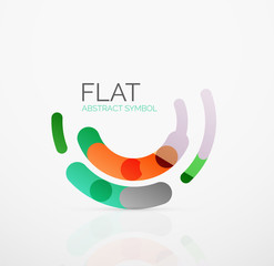 Logo - abstract minimalistic linear flat design. Business hi-tech geometric symbol, multicolored segments lines