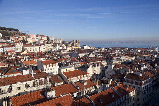 Partial view of the zone of Alfama in Lisbon, Portugal